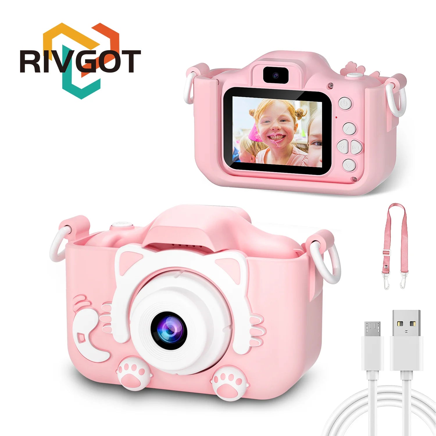 Kids Camera for Girls 1080P HD Toddlers Digital Video Record Camera for Birthday with 32GB SD Card 2 Inch IPS Screen Toy Cameras Pink No SD Card