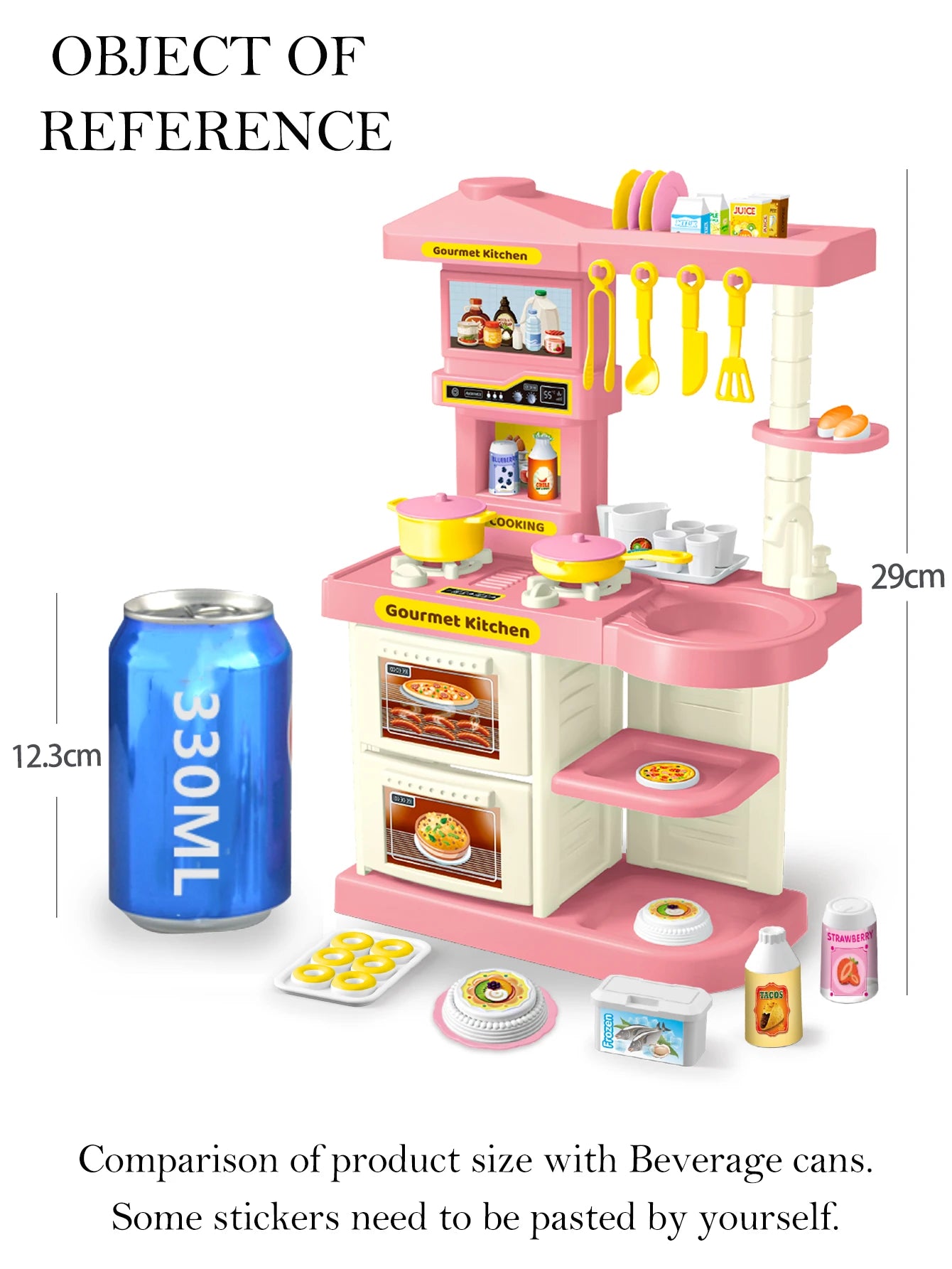 Kids Play Kitchen Accessories, Playset Toys Kitchen Foods Pans Milk Pots Breads Fork for Kid 3+ Boys and Girls