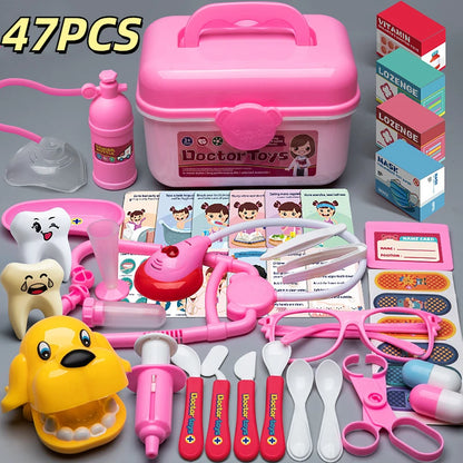 Doctor Kit for Kids Ages 3+ Toddler Toys Medical Playset for Girls & Boys Educational Role Play Doctor & Dentist Gift C