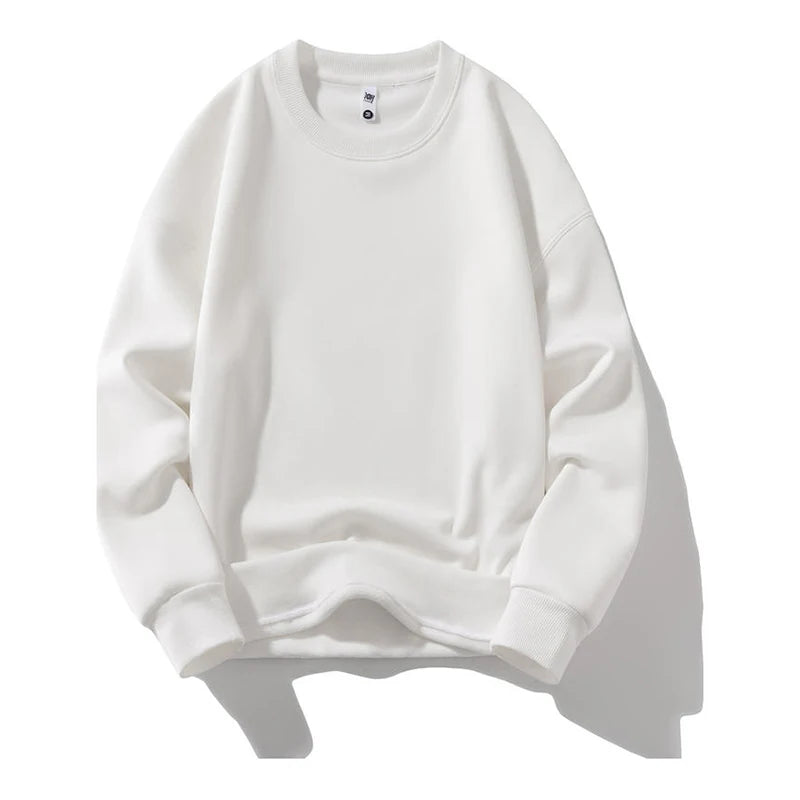Customizable Thick Sweatshirt for Man Women Plain Hoodie Sweater Autumn Winter Fleece Sweatshirts Logo Original Design White
