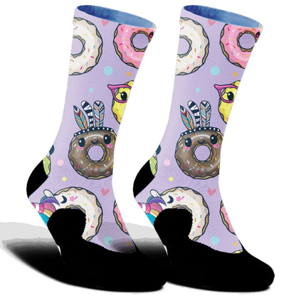 2025 Highway bike socks Skeleton Skateboarding Donut print Cycling socks New comfortable anti slip sports bike socks green