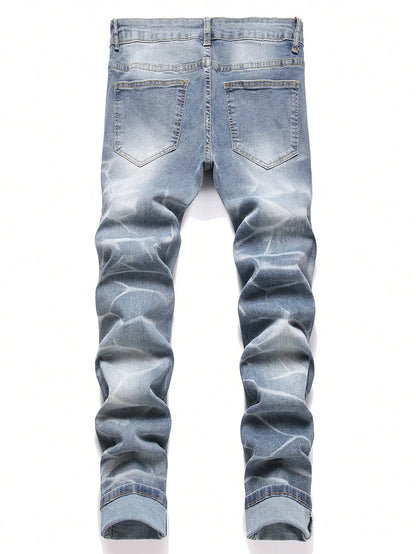 Fashion Men's Jeans Pants Stretch Dark Blue Skinny Jeans For Men Casual Slim Fit Denim Pants Korean Style Male Trousers Jeans