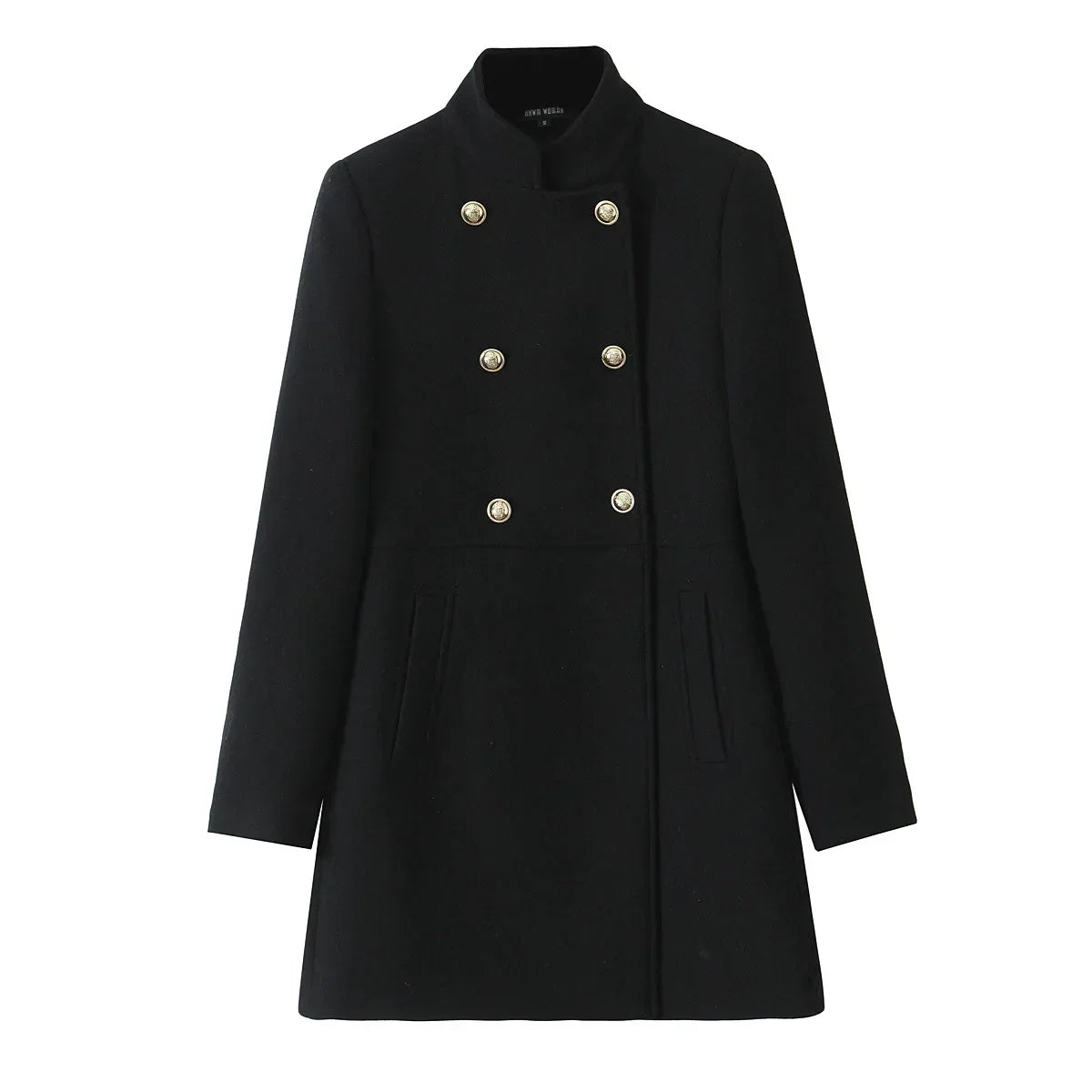 Woolen Coat Fall Fashion Black Long Coat Elegant And Pretty Women's Coats American Retro Autumn Outerwear Urban Coats black