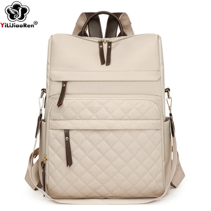 Fashion Plaid Daypack Women Waterproof Nylon Backpack Purse Ladies Large Capacity Book Bag Outdoor Travel Weekend Schoolbags