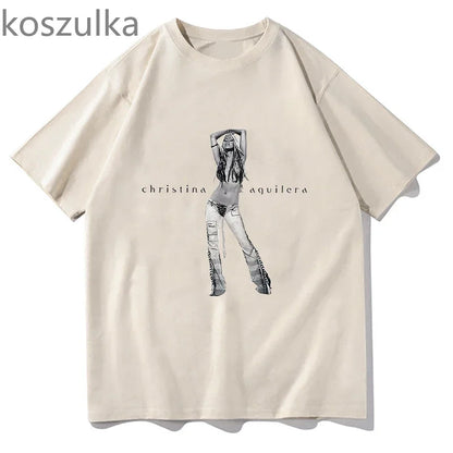 The 25th Anniversary of Christina Aguilera T-Shirt Unisex Fashion Men Women 100% Cotton Tee Shirt Graphic Aesthetic Tops Clothes H867-khkai