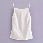 HXAO Women Top 2024 Lace Up Backless Camisole Top Women Cheap clothes Sexy Fashion Tanks & Camis Crop top Women White Black top WHITE