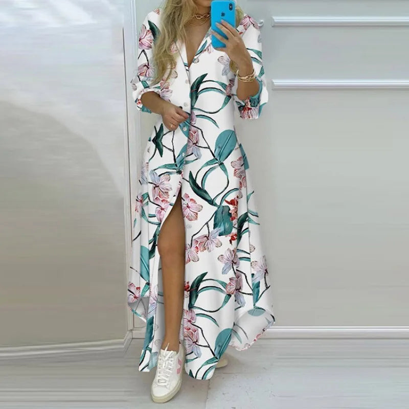Printed Long Irregular Shirt 7