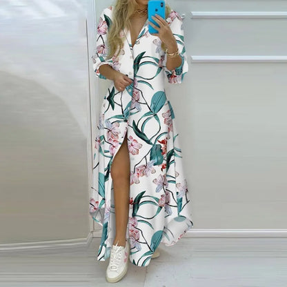 Printed Long Irregular Shirt 7