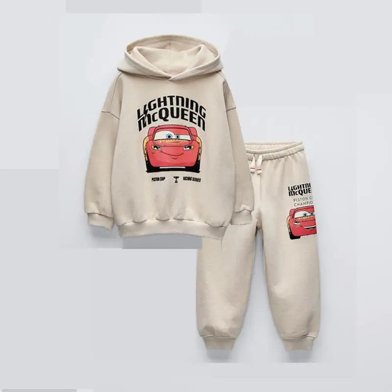 Cartoon Car Kids Hoodies Outfits Spring Clothing Loose Casual Hooded Tops + Pants Children Two Piece Set Toddler Costume Suits