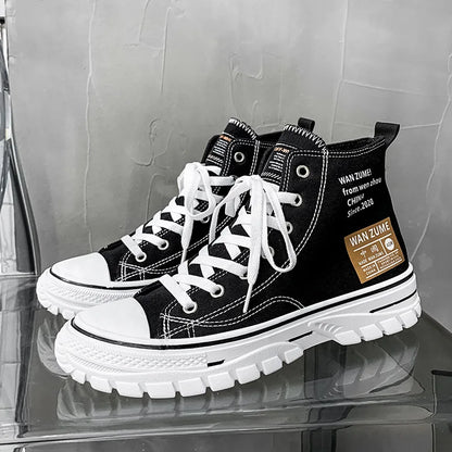 High-Top Men's Canvas Shoes Fashionable Casual Sport Sneakers for Teenagers And Adults All Seasons Available in Stock