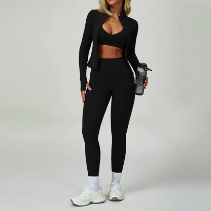 2-3PCS Yoga Suit Women Tracksuit Sports Bra High Waist Leggings Shorts Outfit Gym Set Fitness Push Up Workout Clothes Sportswear Advanced Black Set 1 China Mainland