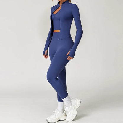 2/3/4PCS Yoga Set Gym Clothes Sportswear Seamless Yoga Suits For Women Fitness Long Sleeved Tracksuits Sports Bra Gym Leggings Liuli Purple 3pcs-2 China Mainland