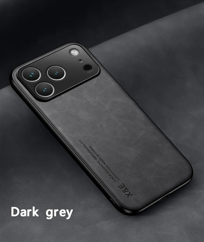 Ultra Thin Luxury Leather Phone Case For iPhone 17 Pro Max 17Air 17Pro 17 Silky Feel Soft Protective Cover For Car Holder Dark Gray
