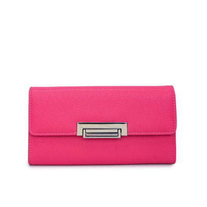 Women Wallet PU Leather Female Purse Fashion Solid Color Minimalist Coin Pocket Long Design Clutch Ladies Business Money Bag Pink