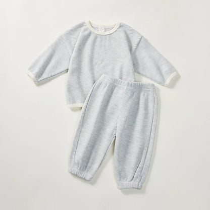 Waffle Pullover & Pants Set GRAY