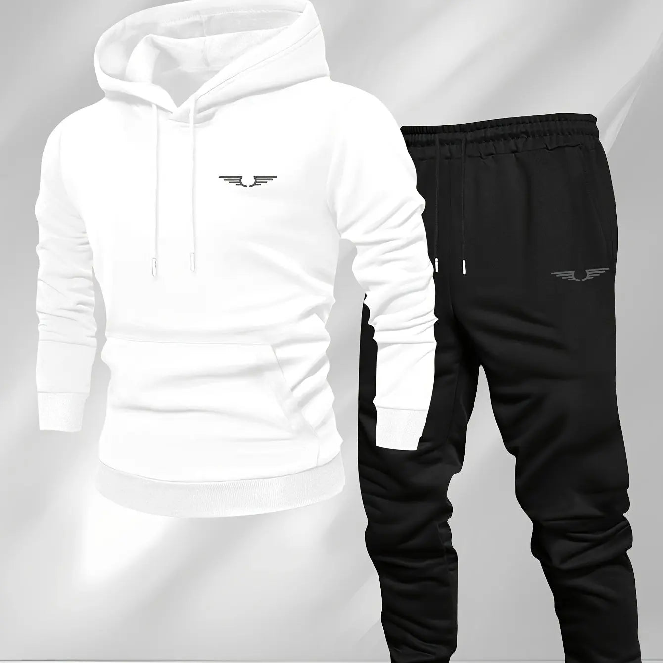 Hooded sweatshirt for men trendy American streetwear style long-sleeved top for men 2025 new autumn stylemen's clothing white black