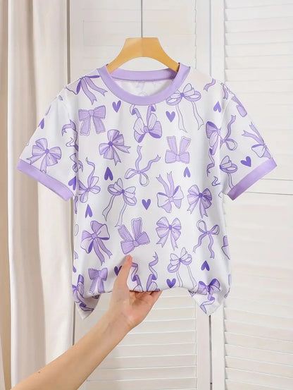 Kids Clothes Children's T-Shirt Girl Short Sleeve Top Cartoon Bow Kawaii Girls Summer Clothes Child T-Shirt Children's Clothing TXS00ZMI