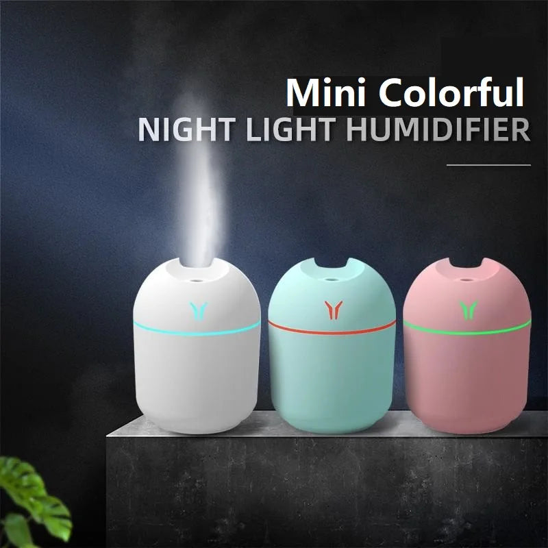 250ML USB Mini Air Humidifier Ultrasonic Essential Oil Aroma Diffuser with LED Color Lamp for Home Car Mute Mist Maker Touch-tone Control