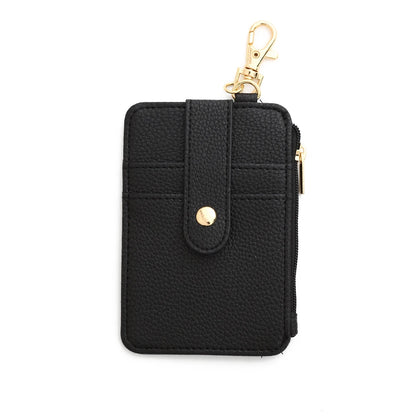 Silicone bead pu leather key chain wristlet id credit card holder keychain wallet for women with bangle bracelet 5