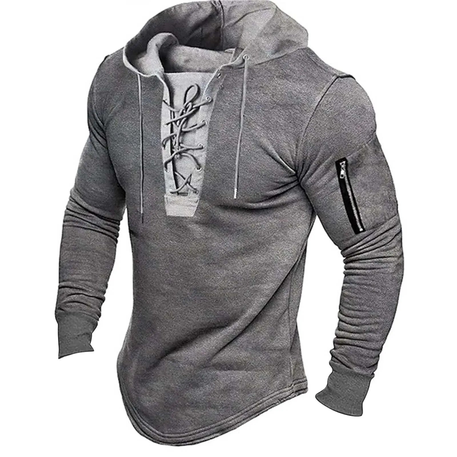 Men's Solid Zipper Hoodie Long Sleeve Hooded Sweatshirt Casual Streetwear Joggers Couples Fashion Spring Autumn Zip up Dark Gray
