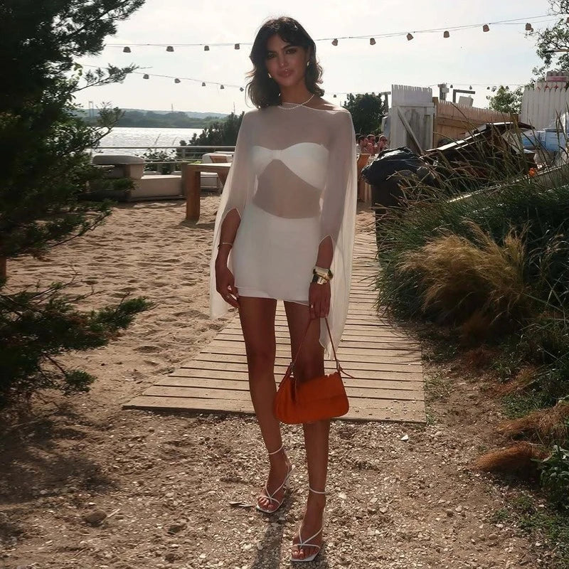 Elegant Sheer Chiffon Blouse WHITE