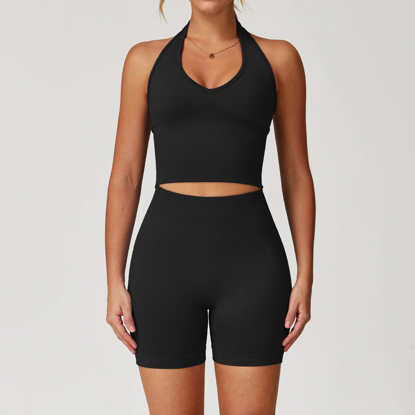 2/3/4PCS Yoga Set Gym Clothes Sportswear Seamless Yoga Suits For Women Fitness Long Sleeved Tracksuits Sports Bra Gym Leggings Advanced Black Set 5 China Mainland
