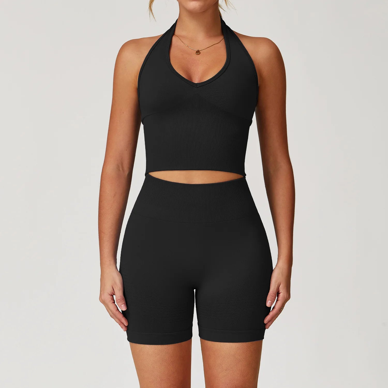 2/3/4PCS Yoga Set Gym Clothes Sportswear Seamless Yoga Suits For Women Fitness Long Sleeved Tracksuits Sports Bra Gym Leggings Advanced Black Set 5 China Mainland