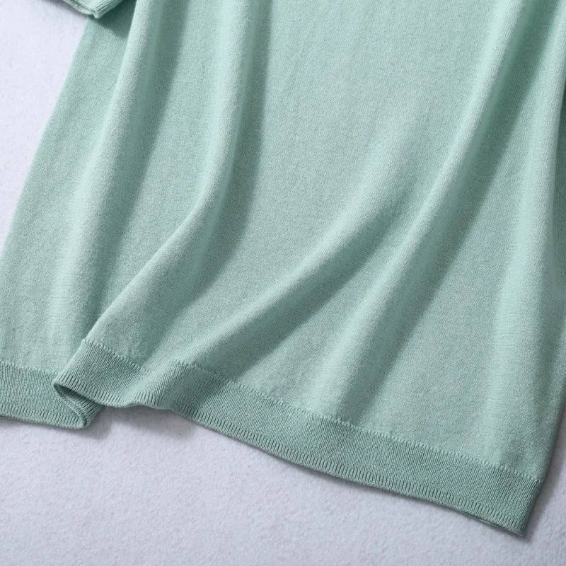 Birdtree, Woman Basic Sweaters, 70% Spun Silk and Cotton Blend O Neck Pullovers, Fall Winter Solid Bottoming Shirts T61715JF
