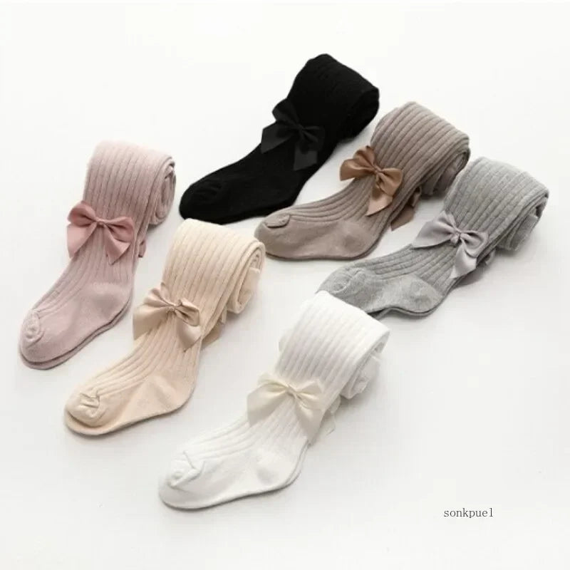 Spring Autumn Baby Girls Tights Cotton Knitting Tights for Girls Fashion Bowknot Children Girls Pantyhose Soft Leggings