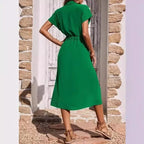 Summer Shirt Collar Waist Skirt