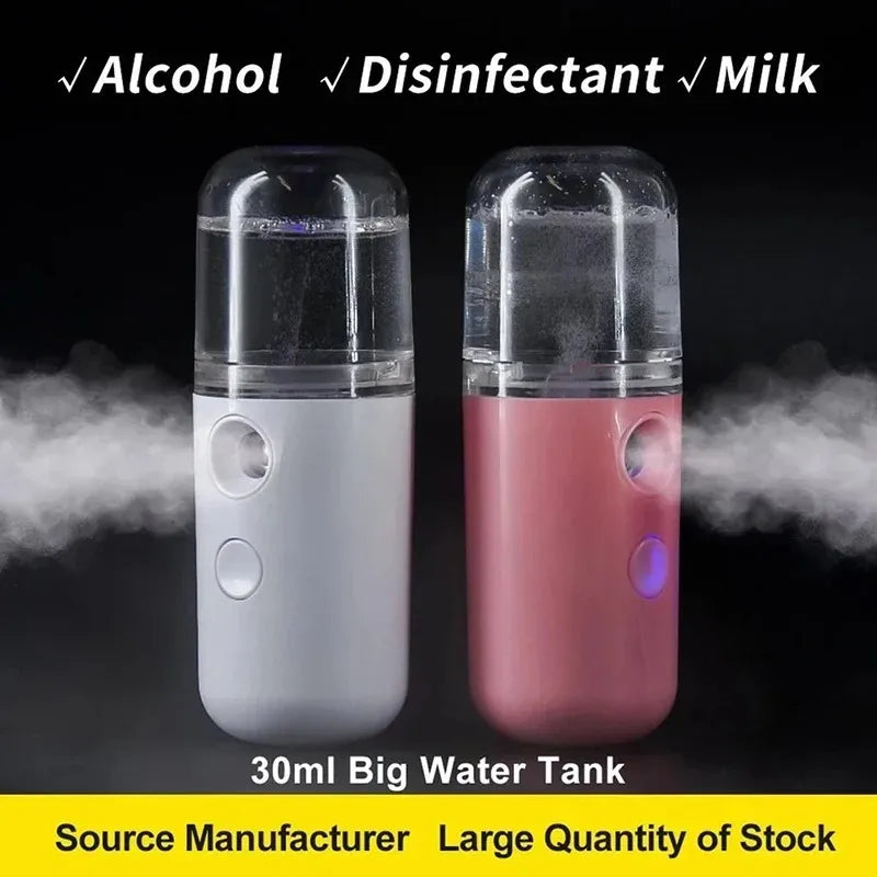 USB Portable 30ml Mini Nano Mist Sprayer Face Spray Facial Steamer Moisturizing Air Humidifier Skin Care Beauty Instruments