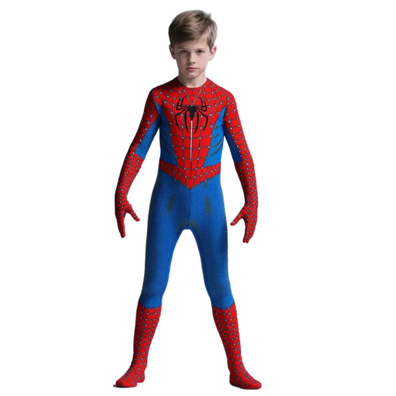 Child Remy Superhero Spider Mask Costume  Halloween CharacterJumpsuit Holiday Performance Wear for Boys & Girl Birthday Party