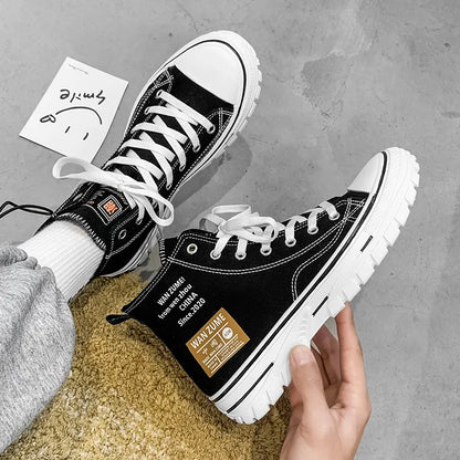 High-Top Men's Canvas Shoes Fashionable Casual Sport Sneakers for Teenagers And Adults All Seasons Available in Stock