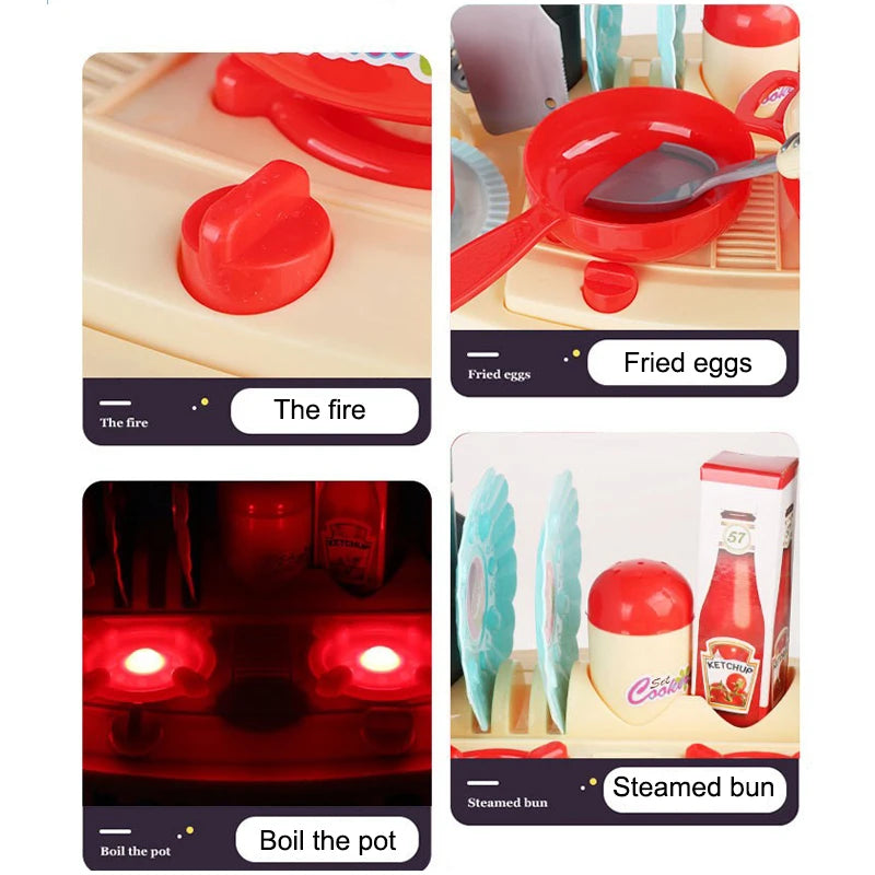 Kids Kitchen Playset,Pretend Food Kitchen Toys-Play Kitchen Accessories Cutting Food Toy, Pretend Play for Boys, Girls