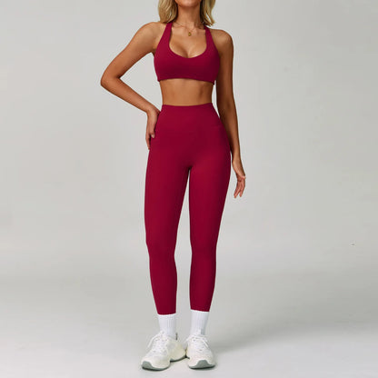2-3PCS Yoga Suit Women Tracksuit Sports Bra High Waist Leggings Shorts Outfit Gym Set Fitness Push Up Workout Clothes Sportswear Rose red Set 2 China Mainland