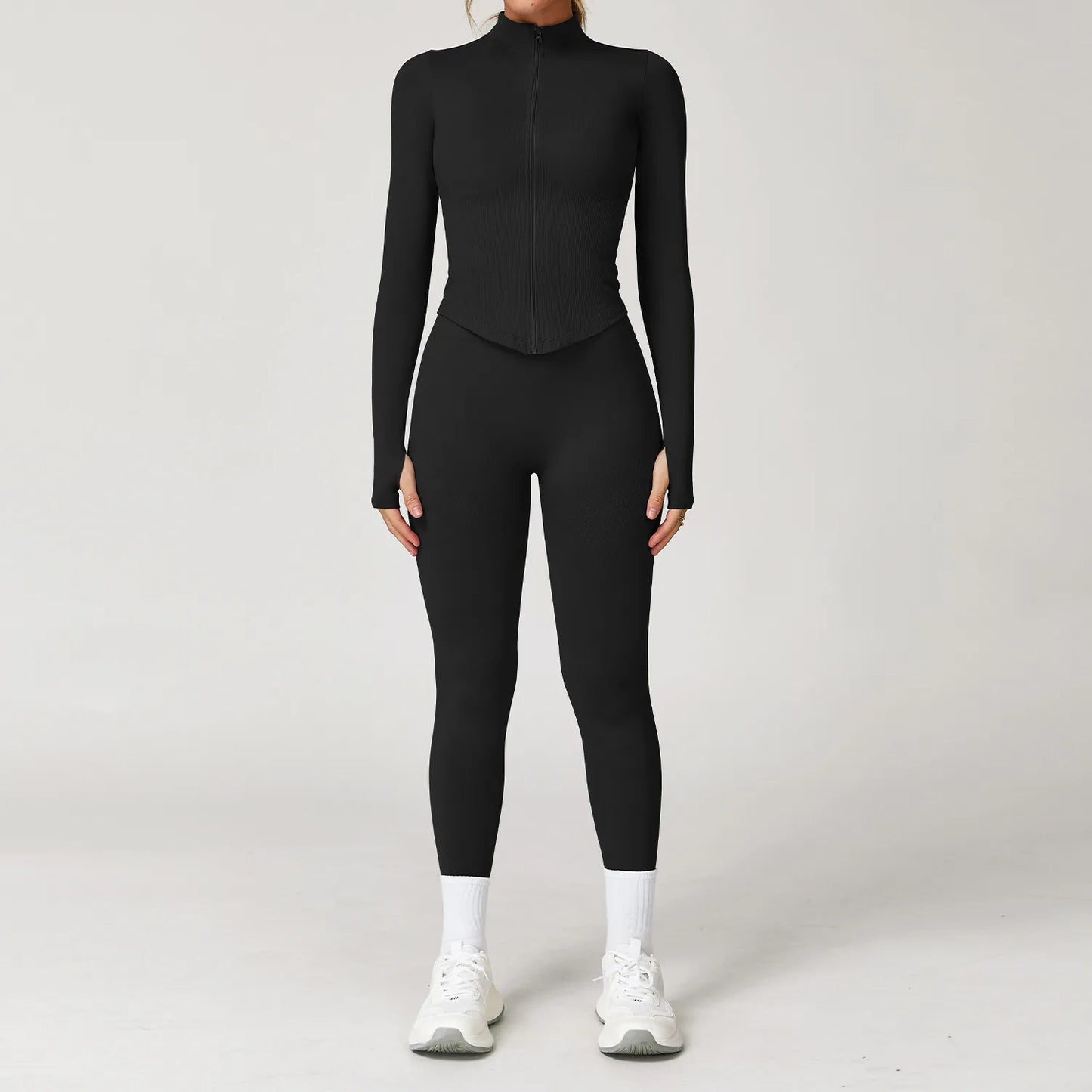 2/3/4PCS Yoga Set Gym Clothes Sportswear Seamless Yoga Suits For Women Fitness Long Sleeved Tracksuits Sports Bra Gym Leggings Advanced Black Set 4 China Mainland