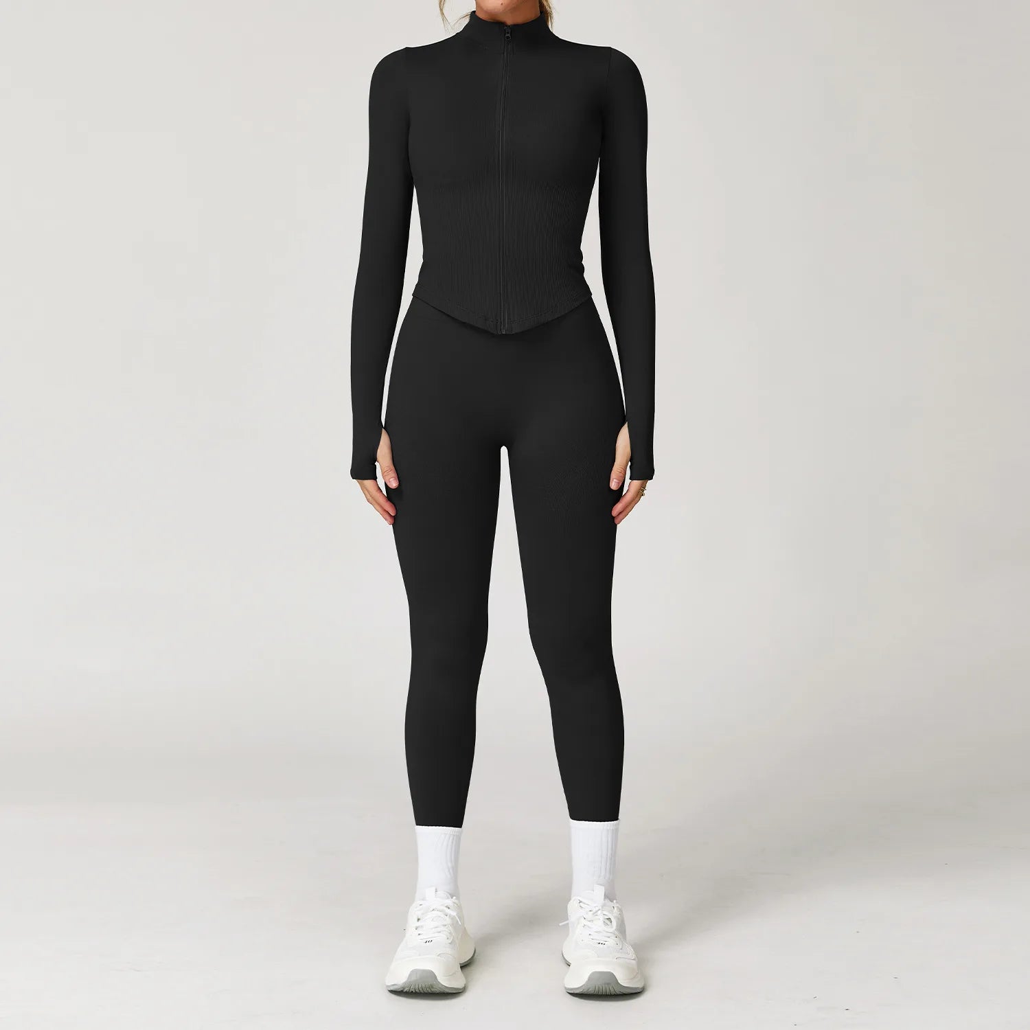 2/3/4PCS Yoga Set Gym Clothes Sportswear Seamless Yoga Suits For Women Fitness Long Sleeved Tracksuits Sports Bra Gym Leggings Advanced Black Set 4 China Mainland