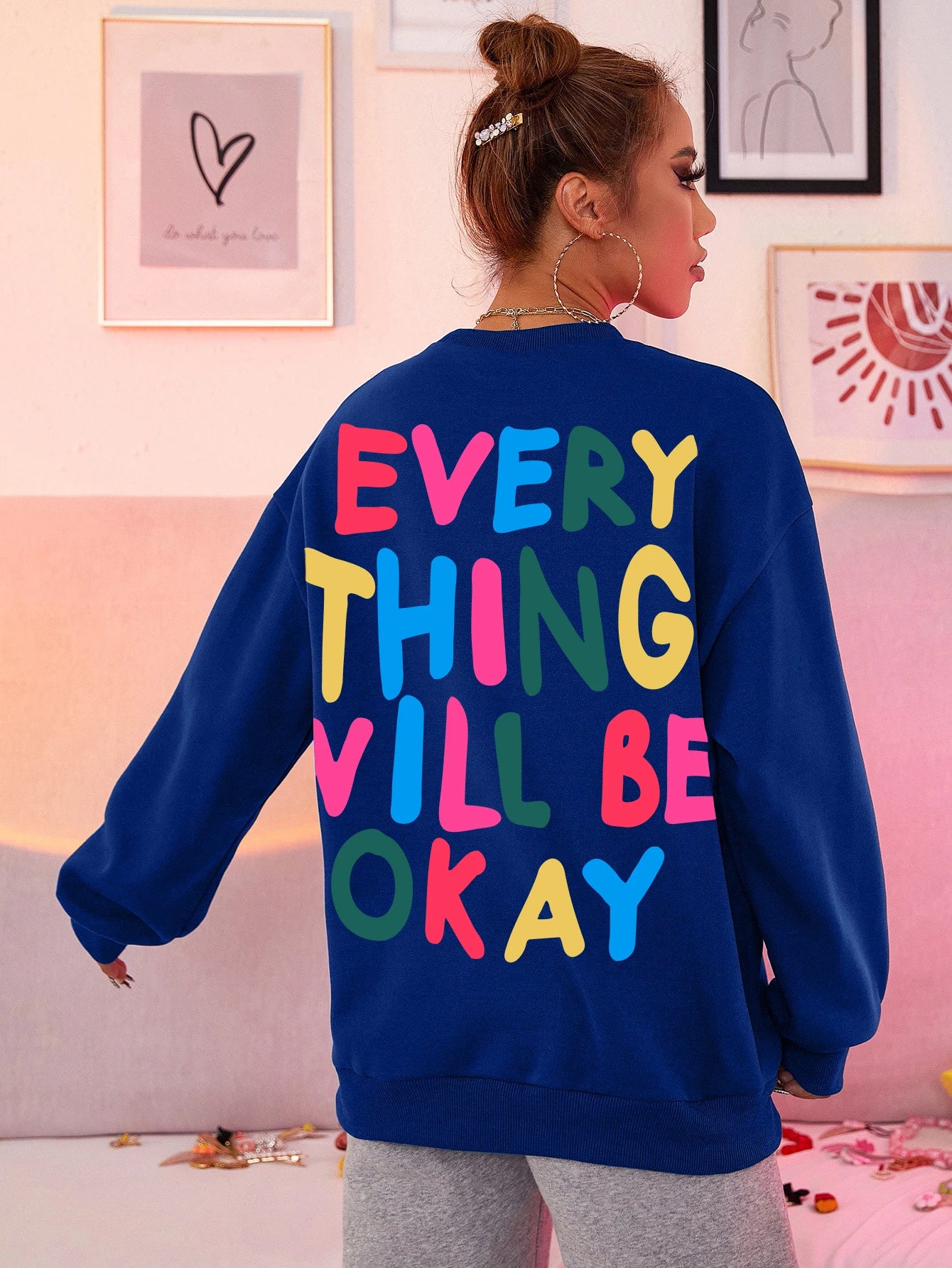 Everything Will Be Okay Sweatshirt blue