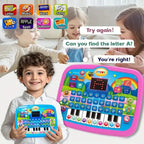 Kids’ Education LED Tablet Toy, Age 3+ Literacy Math Music Learning, Doubles as Electronic Keyboard, Birthday Christmas Gift
