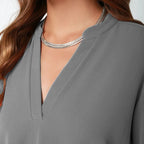 Women Tops Blouses Long Sleeve  V-Neck Chiffon Blouse office work Shirt