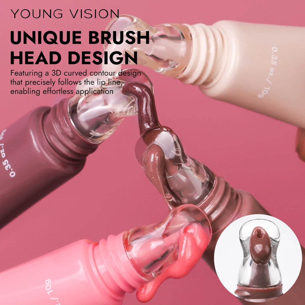 YOUNG VISION 6 Colors Fine Shimmering Hydrating Pipe Lip Gloss Moisturizing Crystal Gloss Lip Gloss Layering Lip Makeup