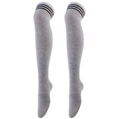Black/White Striped Long Socks Women Sexy Over Knee Thigh High Socks Over The Knee Stockings Ladies Girls Warm Long Tube Socks ﻿ gray black