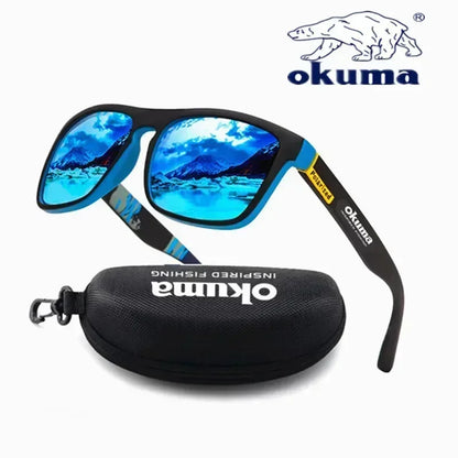 Okuma polarized sunglasses UV400 for men and women outdoor hunting, fishing, driving bicycles, sunglasses optional box Blue with box