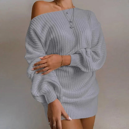 Cold Shoulder Knit Sweater Dress