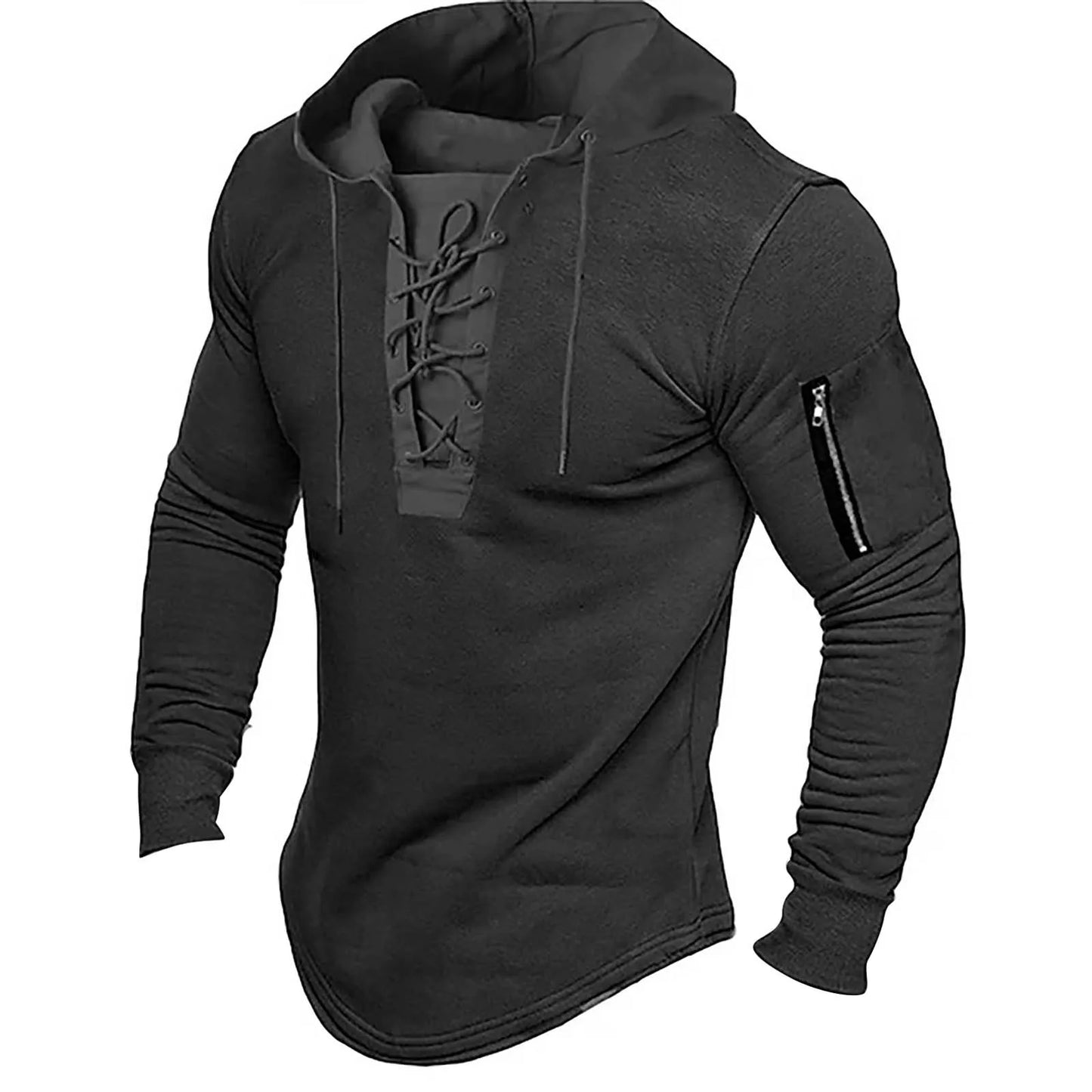 Men's Solid Zipper Hoodie Long Sleeve Hooded Sweatshirt Casual Streetwear Joggers Couples Fashion Spring Autumn Zip up Black