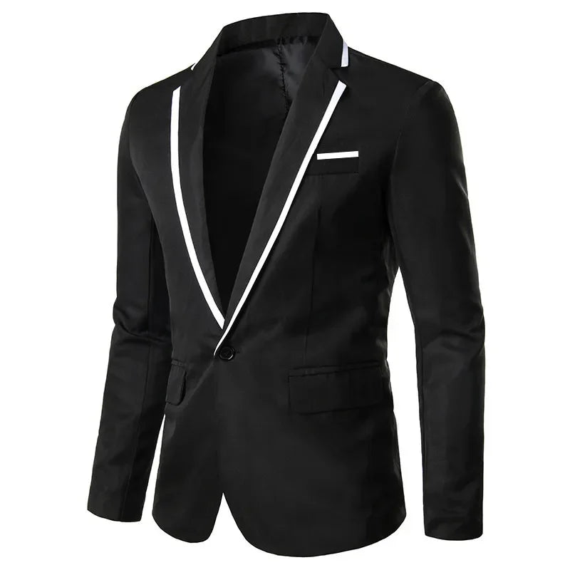 Man Party Dresses Leather Dress Coats Suits Blazer Clothing Men's Solid Color Suit Coat Mens Blazers black