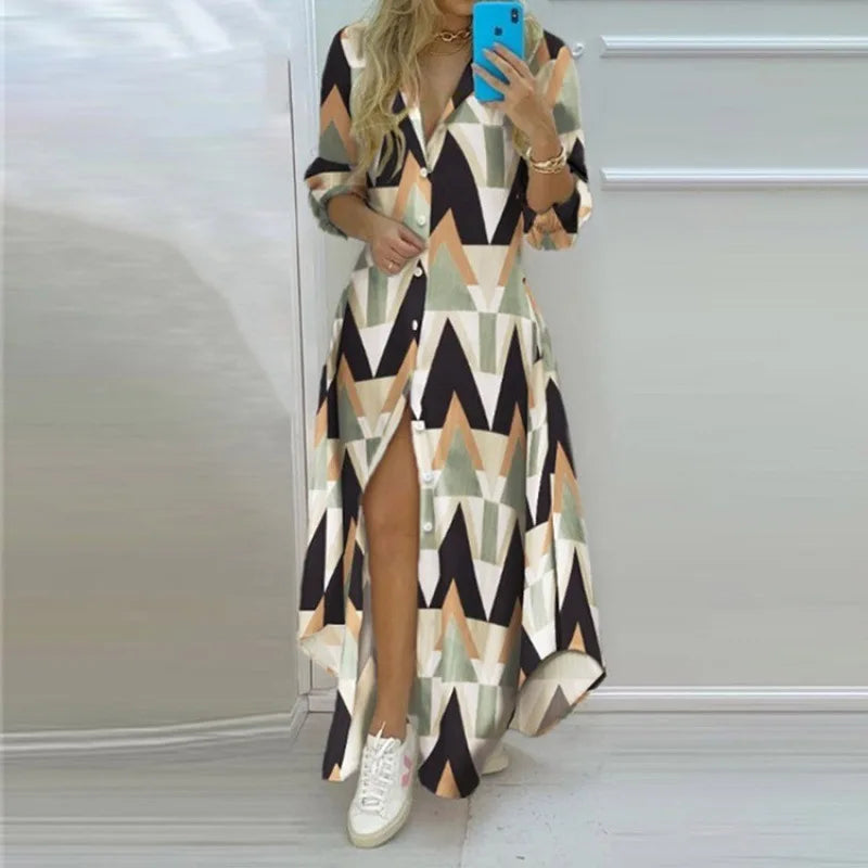 Printed Long Irregular Shirt 10