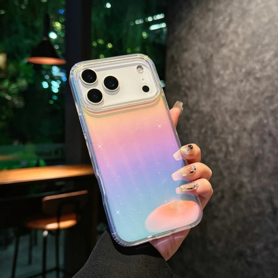 Suitable For iPhone 17pro max case，17 Air ，17Pro Transparent PC +TPU Hard glittery gradient Magnetic protective case K1