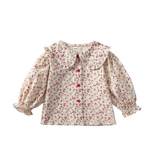 Girls Shirt 2024 Spring New Baby Long Sleeved Shirt Korean Fashion Doll Shirt Little Girl Fashionable Top Blouse for Girls