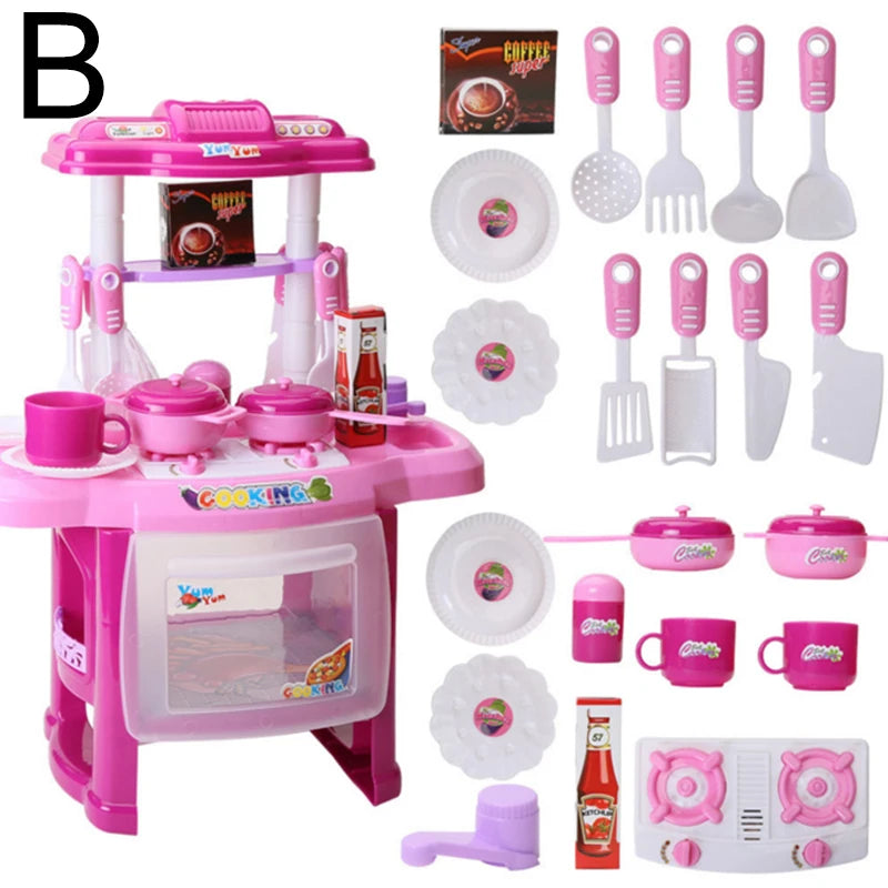 Kids Kitchen Playset,Pretend Food Kitchen Toys-Play Kitchen Accessories Cutting Food Toy, Pretend Play for Boys, Girls
